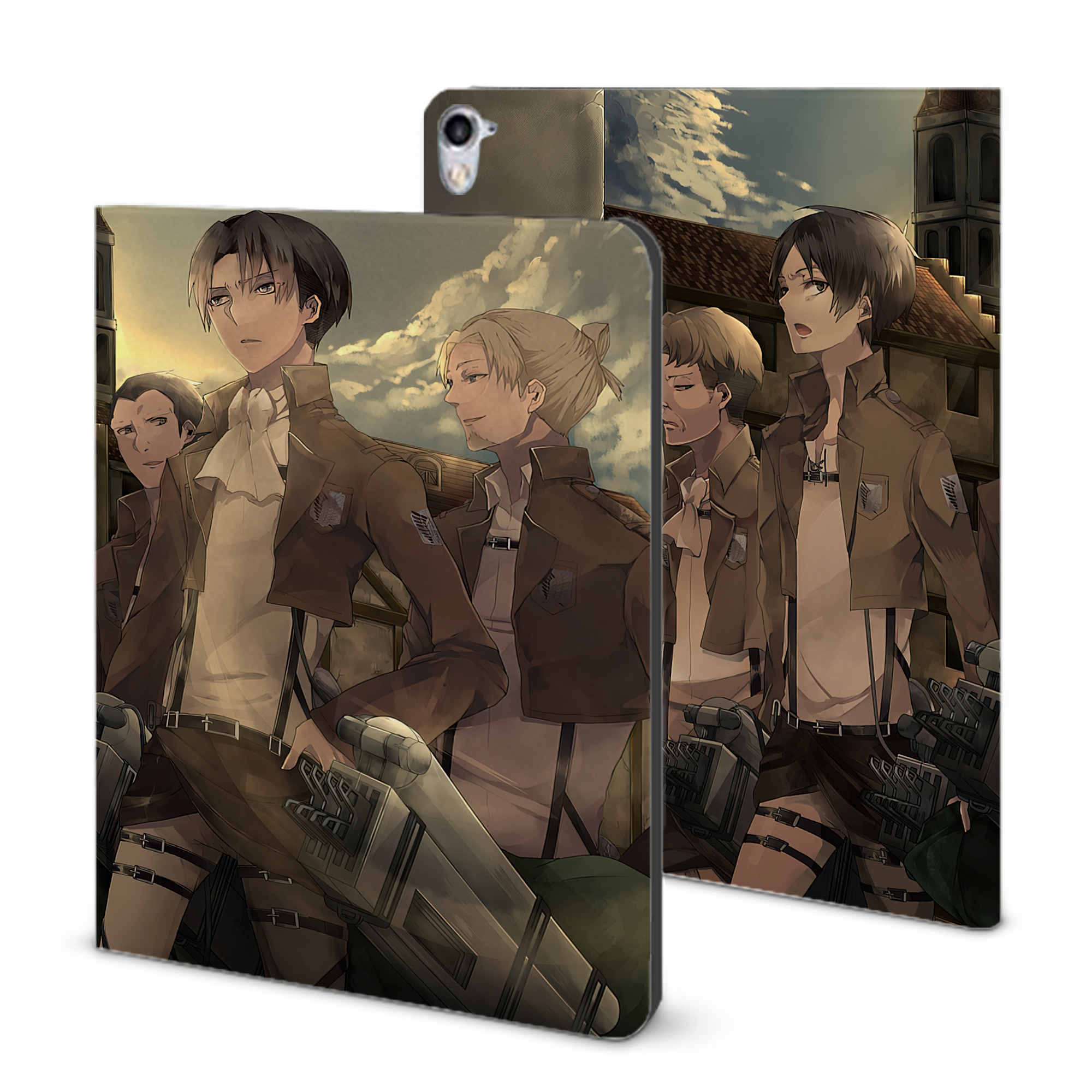 （画像用） 進撃の巨人 Attack on Titan IPad ケース ブック型 PUレザー TPU 耐衝撃 軽量 薄型 ペン収納なし 全面保護 IPad 各モデル対応